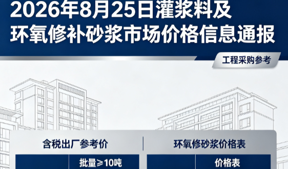 临汾2026年8月25日灌浆料及环氧修补砂浆市场价格信息通报